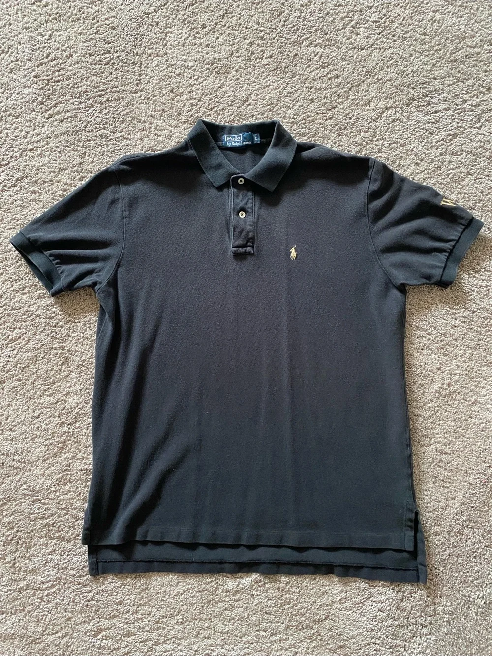 Ralph Lauren Black Polo with Gold Pony Embroidery